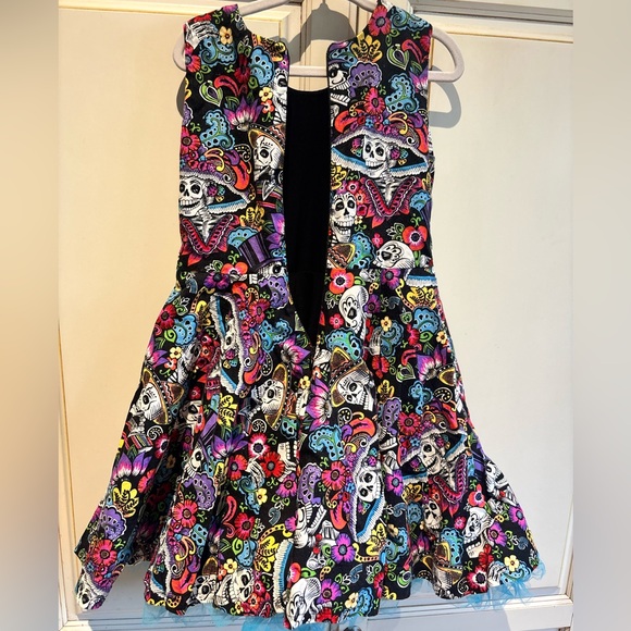 Day of the Dead Skulls Dios De Los Muertos Kid dress Size 4 blue tulle - Picture 7 of 8